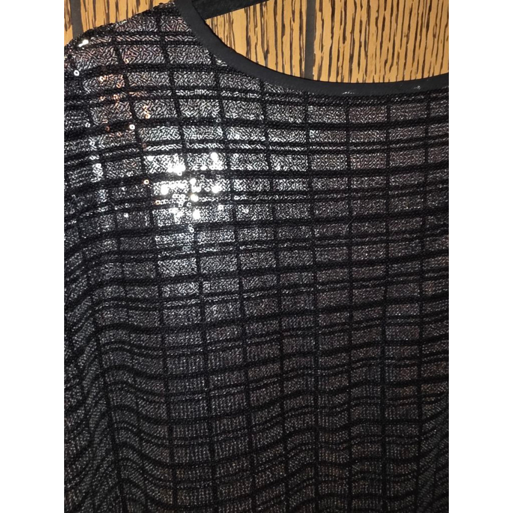 Women's Calvin Klein Plus 1X Black Silver Sequin Top NWOT - Picture 7 of 7